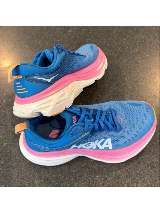 Hoka Shoes - Hoka Bondi 8 Blue Pink Orange Women's Running Shoes Size 6.5